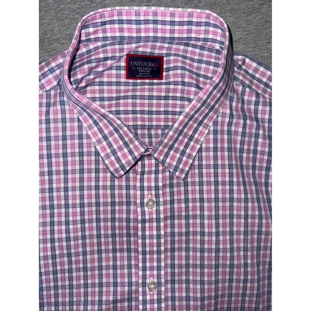 UNTUCKit Mens Pink Plaid Button Up Shirt Size 3XL XXXL Regular Fit Date Night